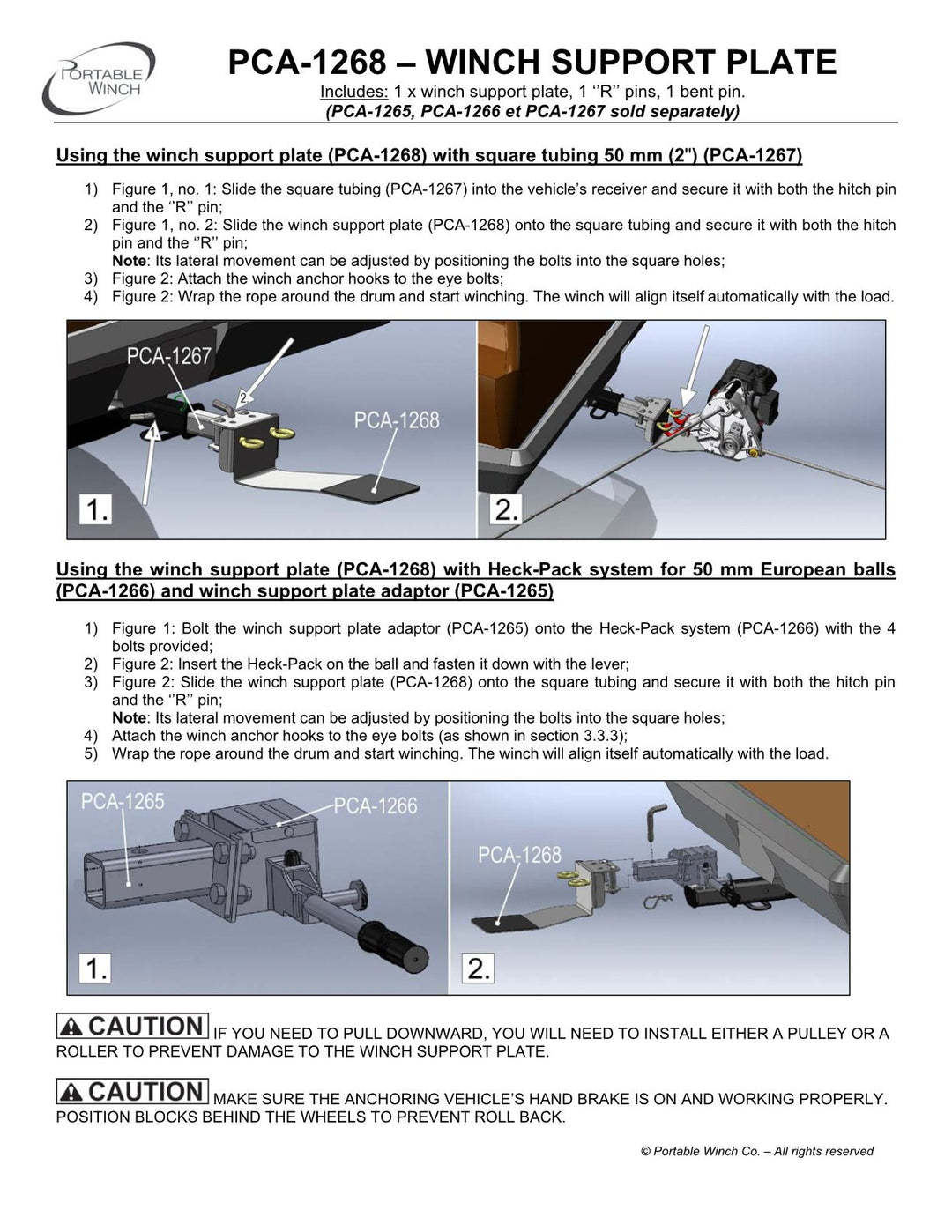 PCA-1268 <BR>PLATEAU DE SUPPORT POUR TREUIL