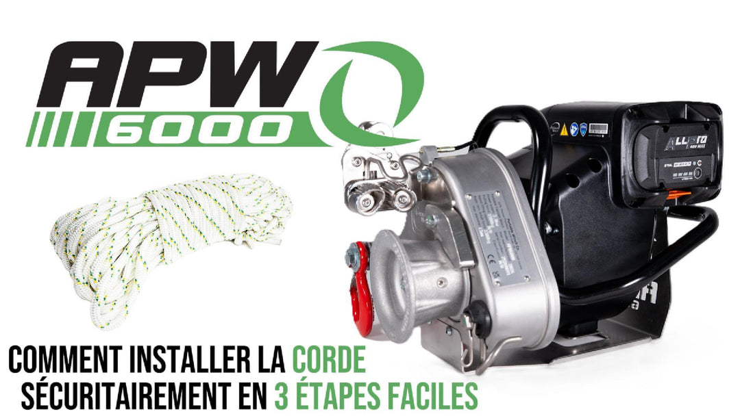 Installation correcte de la corde de l'APW6000 derrière la tige de tension