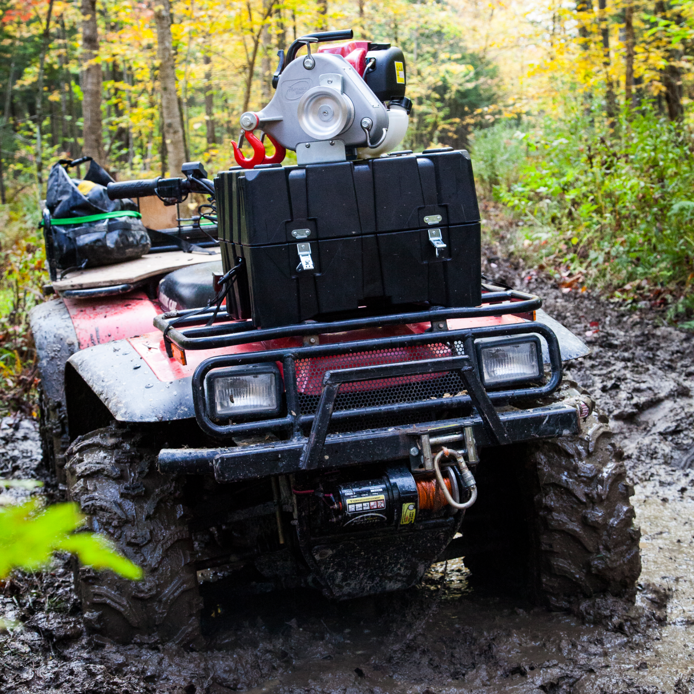 Hitch, ATV, portable winch