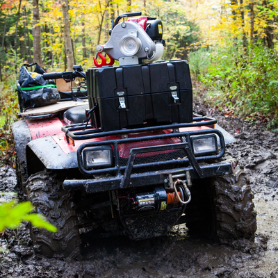 Hitch, ATV, portable winch