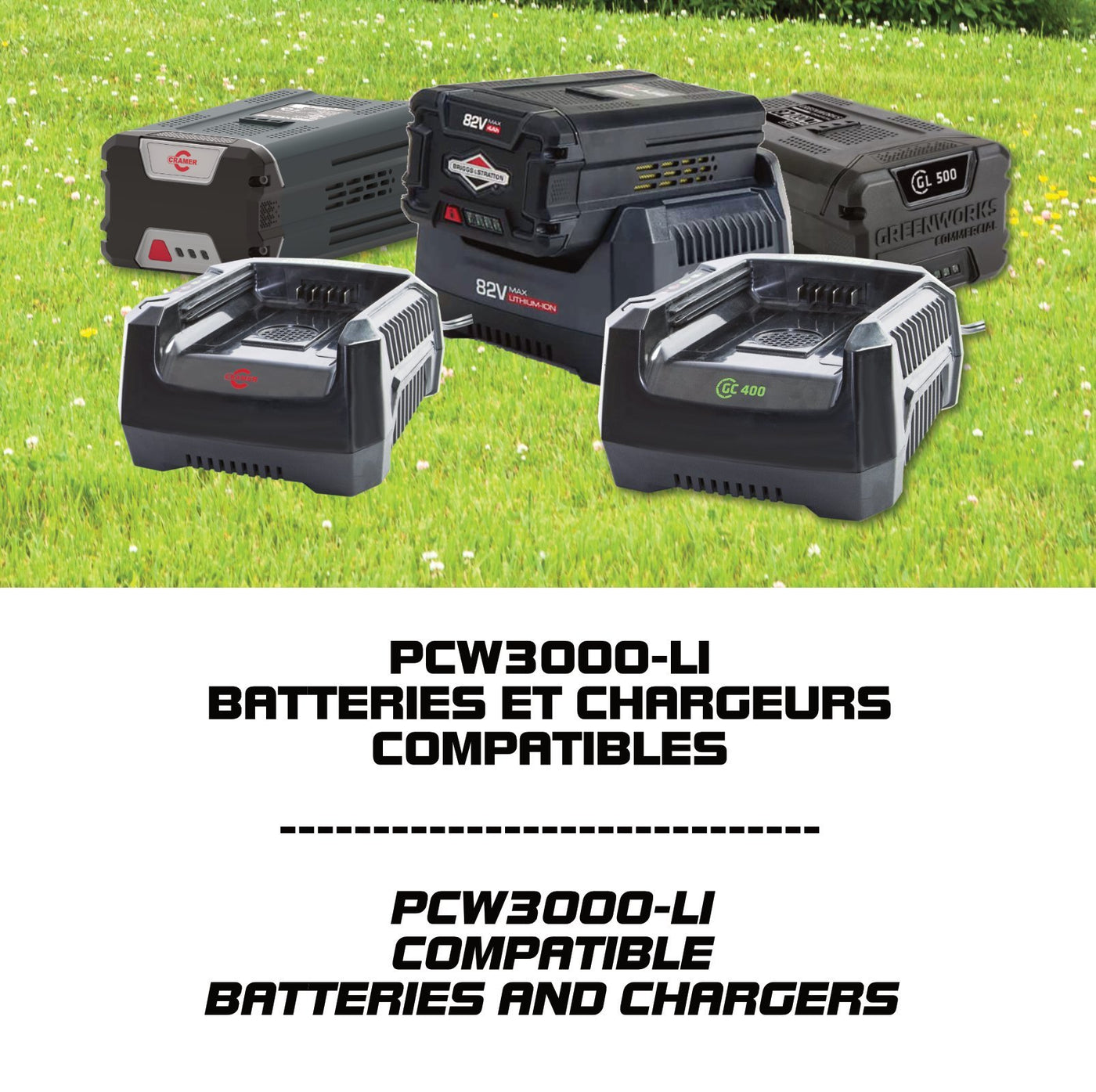 PCW3000-LI <BR>BATTERIES ET CHARGEURS COMPATIBLES