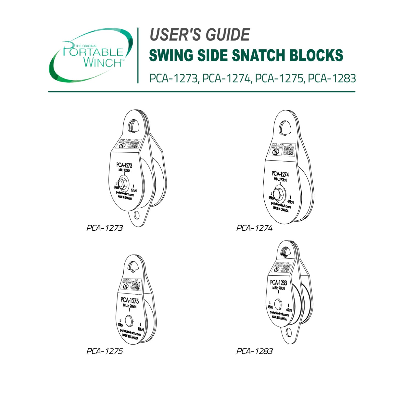 SWING SIDE SNATCH BLOCKS - INSTRUCTIONS – Portable Winch CA